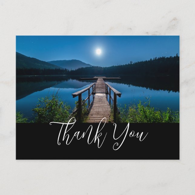 Cartão Postal Pier at Night debaixo de uma lua cheia Obrigado (Frente)