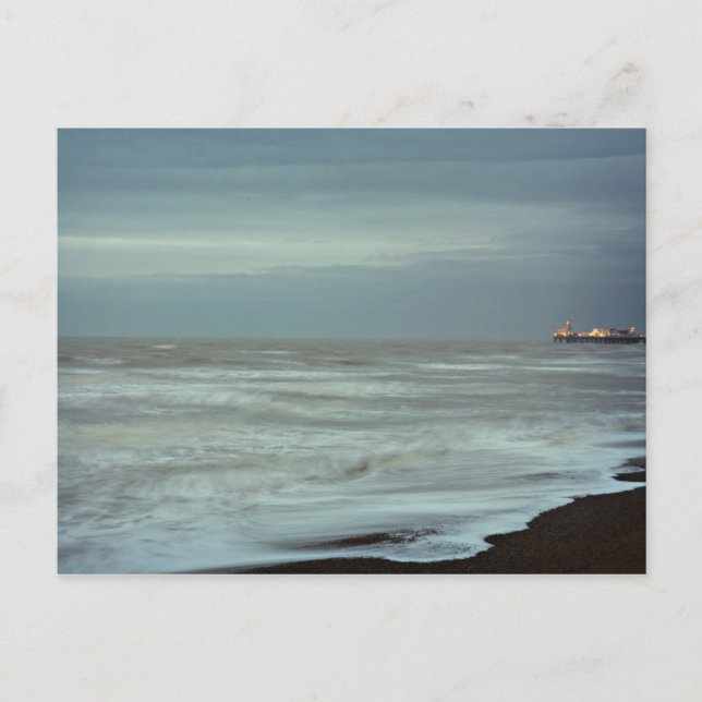 Cartão Postal píer de brighton e mar (Frente)