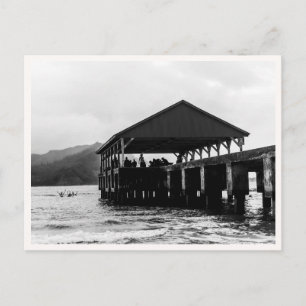Cartão Postal Pier de Hanalei Kauai Havaí Foto Preto e Branco