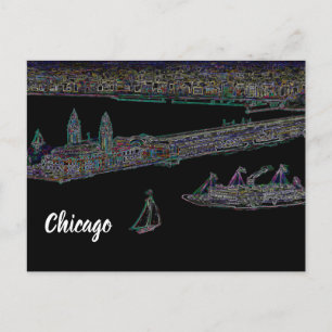 Cartão Postal Pier de marinho do lago Chicago de 1920, Néon Art