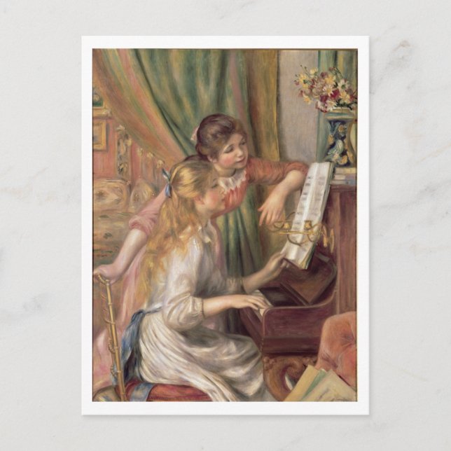 Cartão Postal Pierre A Renoir | Jovens raparigas no Piano (Frente)