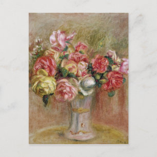 Cartão Postal Pierre A Renoir Rosas num vaso do Sevres