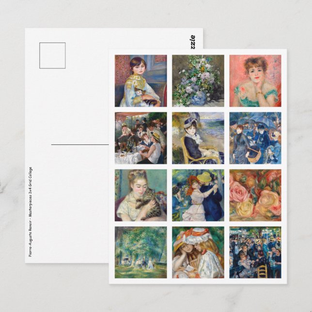 Cartão Postal Pierre-Auguste Renoir - Colagem em Grade de Master (Frente/Verso)