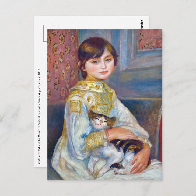 Cartão Postal Pierre-Auguste Renoir - Criança com Gato (Frente/Verso)