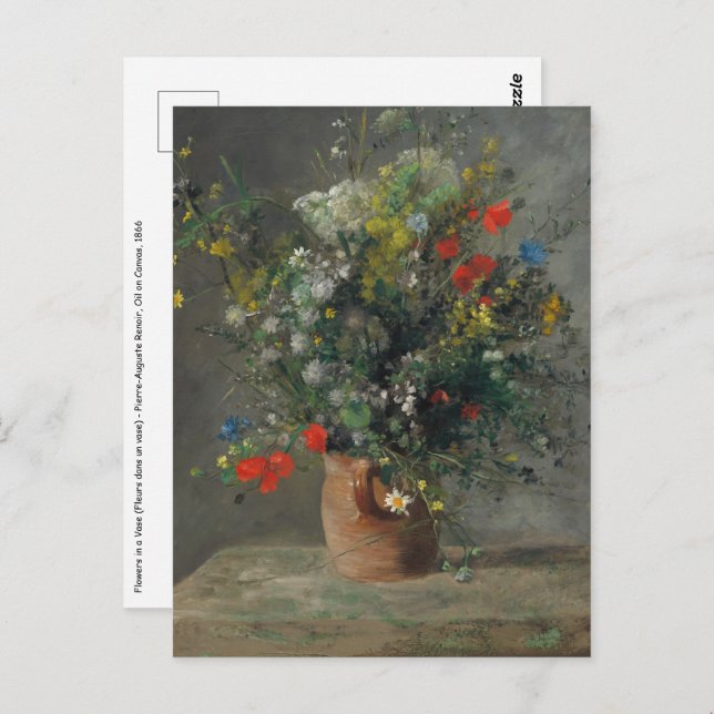Cartão Postal Pierre-Auguste Renoir - Flores num Vase 1866 (Frente/Verso)