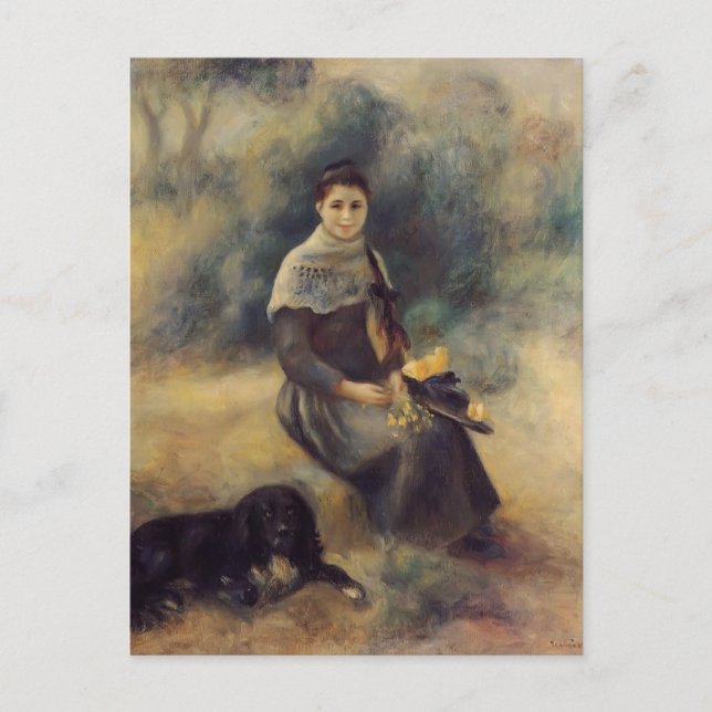 Cartão Postal Pierre-Auguste Renoir - Menina com um Cachorro (Frente)
