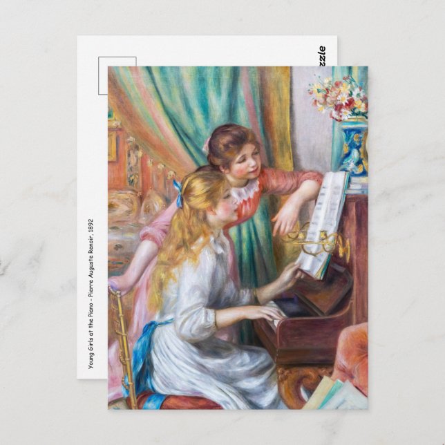 Cartão Postal Pierre Auguste Renoir - Meninas no Piano (Frente/Verso)