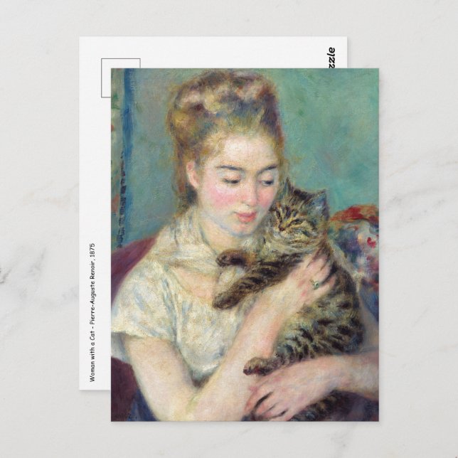 Cartão Postal Pierre-Auguste Renoir - Mulher com gato (Frente/Verso)