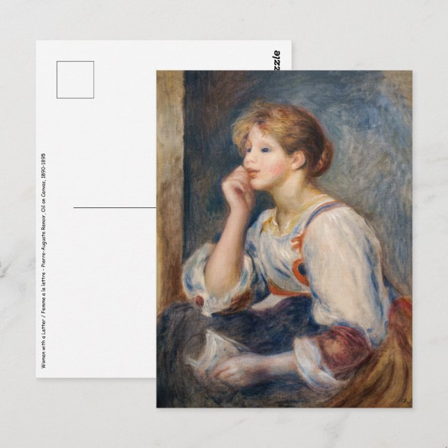Cartão Postal Pierre-Auguste Renoir - Mulher com uma Carta (Frente/Verso)