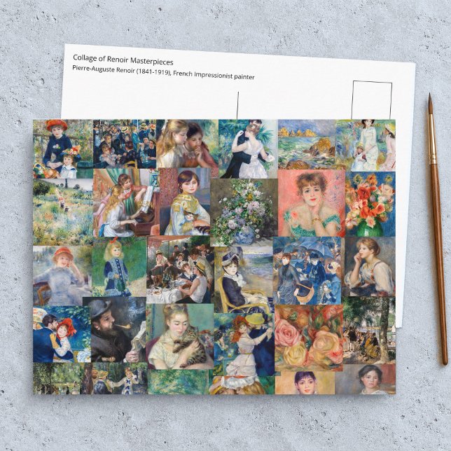 Cartão Postal Pierre-Auguste Renoir - Patchwork de Obras-Primas (Criador carregado)