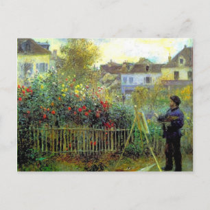 Cartão Postal Pierre Renoir - Pintura Monet em seu jardim