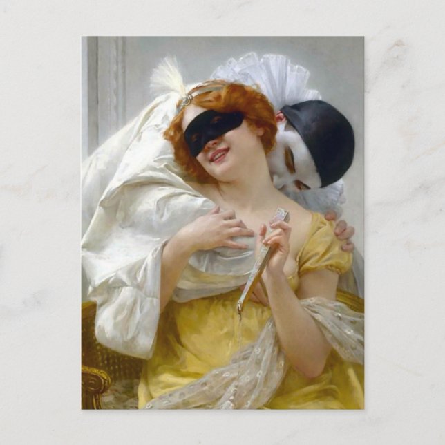 Cartão Postal Pierrot and Columbine - Guillaume Seignac (Frente)
