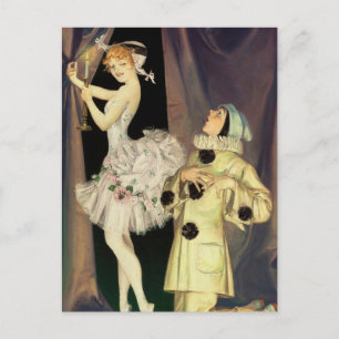 Cartão Postal “Pierrot e Colombina” por FX Leyendecker