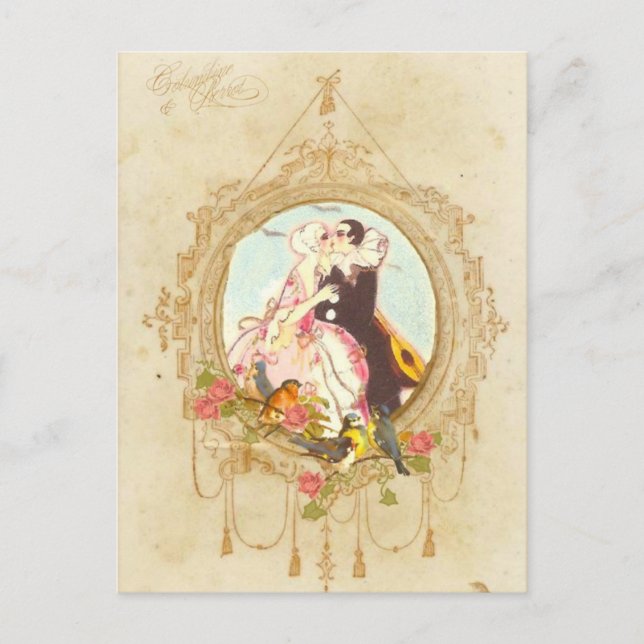 Cartão Postal Pierrot e Columbine (Frente)
