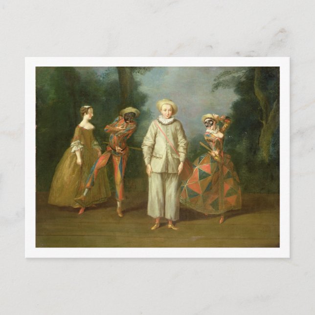 Cartão Postal Pierrot e Harlequin (Frente)