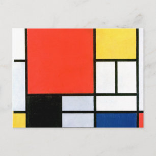 Cartão Postal Piet Mondrian Composição Vermelho Amarelo Azul