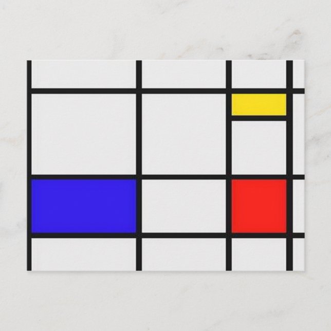 Cartão Postal Piet Mondrian Modern Art (Frente)