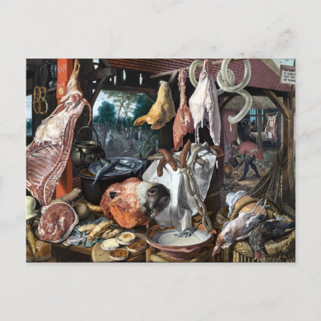 Cartão Postal Pieter Aertsen, um estábulo de carne com a família (Frente)