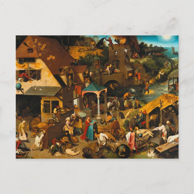 Cartão Postal Pieter Bruegel O Velho - Os Provérbios Holandeses (Frente)