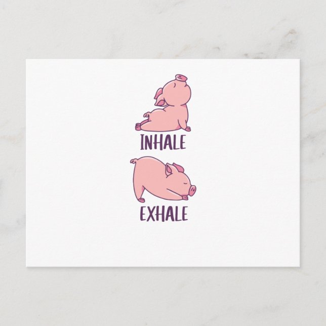 Cartão Postal Pig Yoga Cute Pigs Doing Sport inhale exhale (Frente)