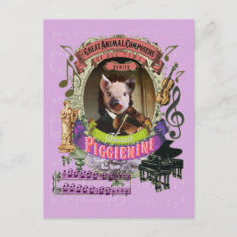 Cartão Postal Piggienini Compositor Animal Engraçado Pig Paganin