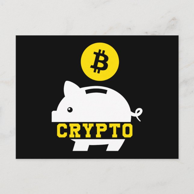 Cartão Postal Piggy Bank Bitcoin Coin Cryptocurrency Crypto BTC  (Frente)