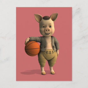 Cartão Postal Piglet Basketballer