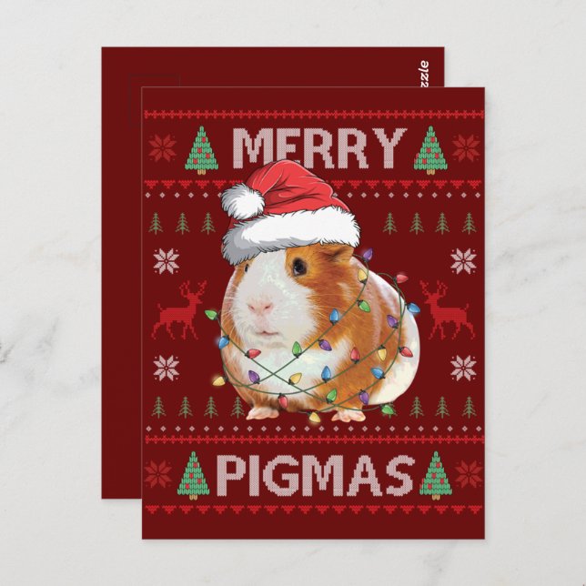 Cartão Postal Pigmas de Feliz de docinho de Natal feio (Frente/Verso)
