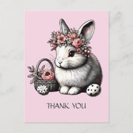 Cartão Postal Pik blush Floral Easter Bunny Obrigado Personaliza