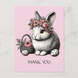 Cartão Postal Pik blush Floral Easter Bunny Obrigado Personaliza