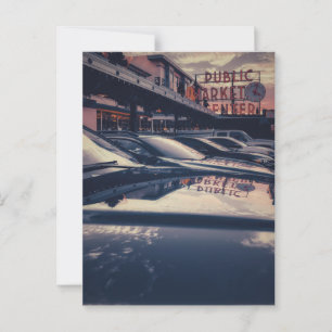 Cartão Postal Pike Market Center Seattle e reflexões