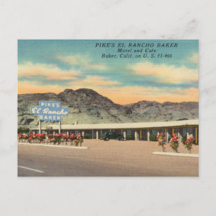 Cartão Postal Pike's Baker Motel e Cafe, Baker, Califórnia