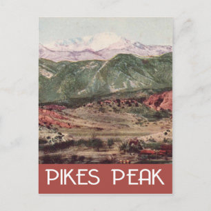 Cartão Postal Pikes Peak, Colorado, estilo de viagem vintage
