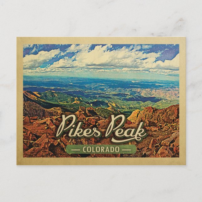 Cartão Postal Pikes Peak Postcard Viagens vintage Colorado (Frente)