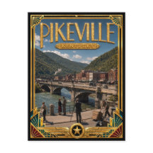 Pikeville Kentucky Arte Deco Vintage Era de Ouro
