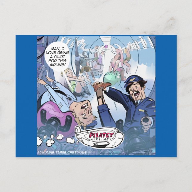 Cartão Postal Pilates Airlines Rick Londres Presentes Divertidos (Frente)