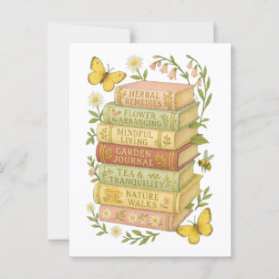 Cartão Postal Pilha Botânica Natureza e Livro