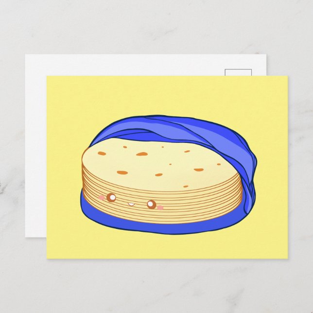 Cartão Postal Pilha de Tortilhas de Flour (Frente/Verso)
