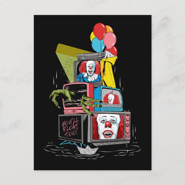 Cartão Postal Pilha de TV Clássica do Pennywise - Você Também Fl (Frente)