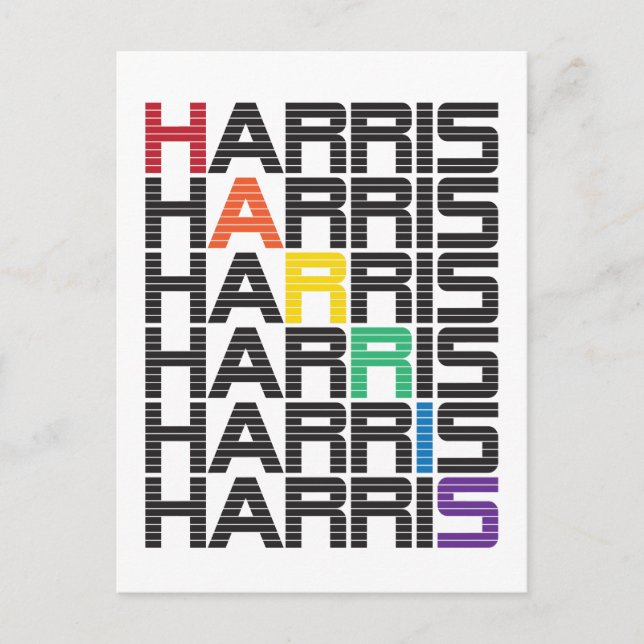 Cartão Postal pilhas de texto arco-íris harris (Frente)