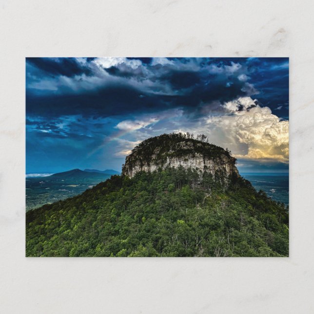 Cartão Postal Pilot Mountain NC Parque Estadual | arco-íris após (Frente)