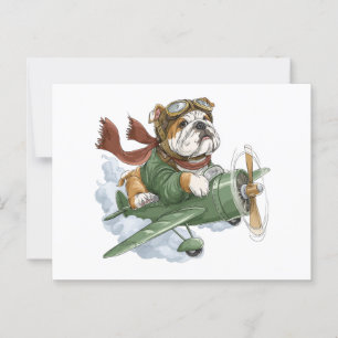Cartão Postal Piloto de Avião Bulldog Inglês
