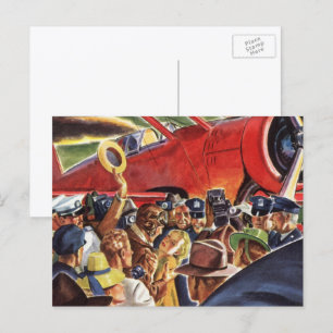 Cartão Postal Piloto de avião prop de Solteiro Vintage com Papa