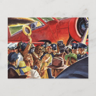 Cartão Postal Piloto de avião prop de Solteiro Vintage com Papa