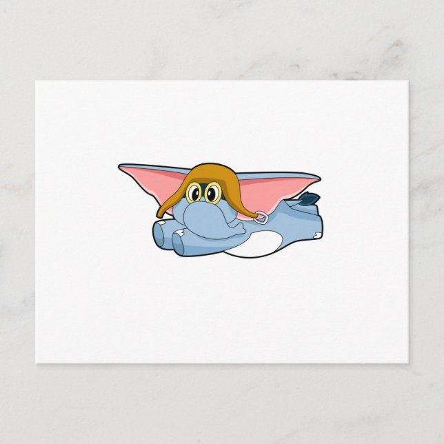 Cartão Postal Piloto de Elefante Piloto chapéu (Frente)