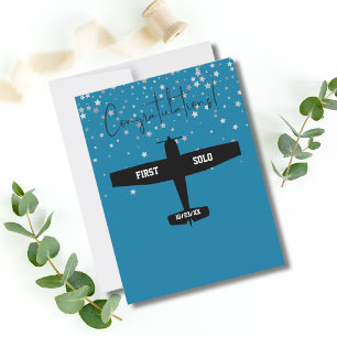 Cartão Postal Piloto Estudante Primeiro Voo Solo de Avião Parabé