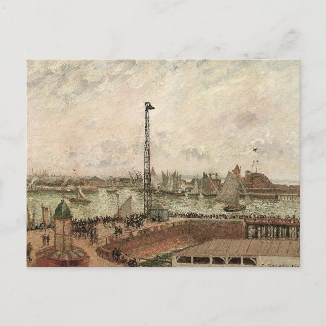 Cartão Postal Pilot's Jetty, Le Havre, Misty de Camille Pissarro (Frente)