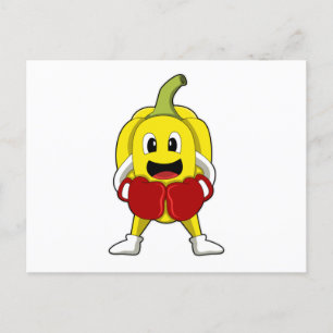 Cartão Postal Pimenta como Boxer com luvas em caixa