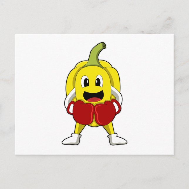 Cartão Postal Pimenta como Boxer com luvas em caixa (Frente)