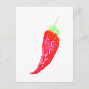 Cartão Postal Pimentões Vermelhos Chili Pintados à Mão em Aquare